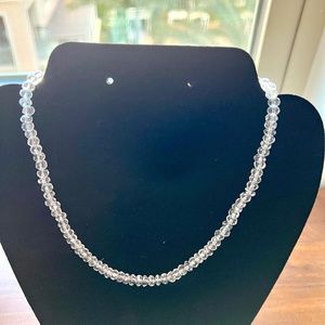 Clear Crystal Beaded Necklace with sterling silver toggle clasp - 16"
